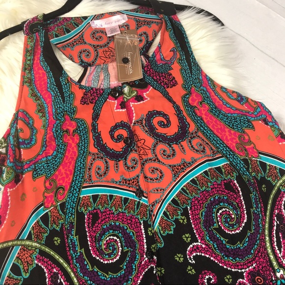 Francesca’s Summer Paisley Racer Back Button Down - Picture 2 of 7